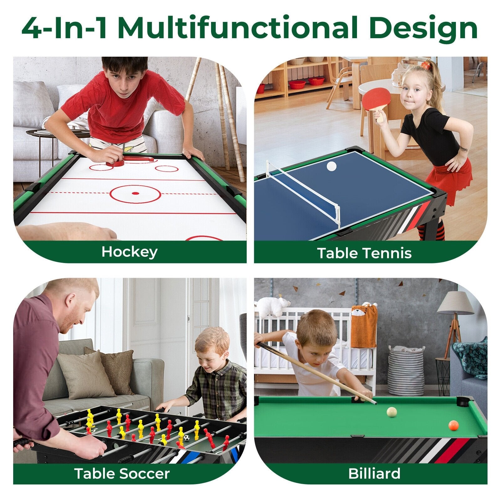 4-in-1 Multi Game Table with Pool Billiards Game Room   at Gallery Canada