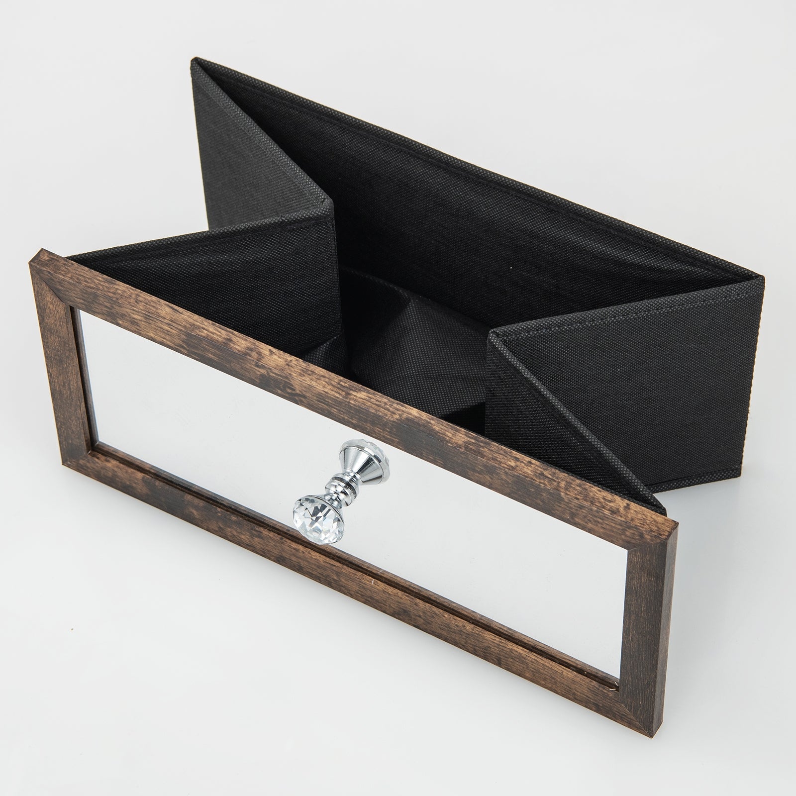 Lockable 360° Swivel Jewelry Cabinet with Full-Length Mirror LED Lights, Rustic Brown Jewelry Armoires at Gallery Canada