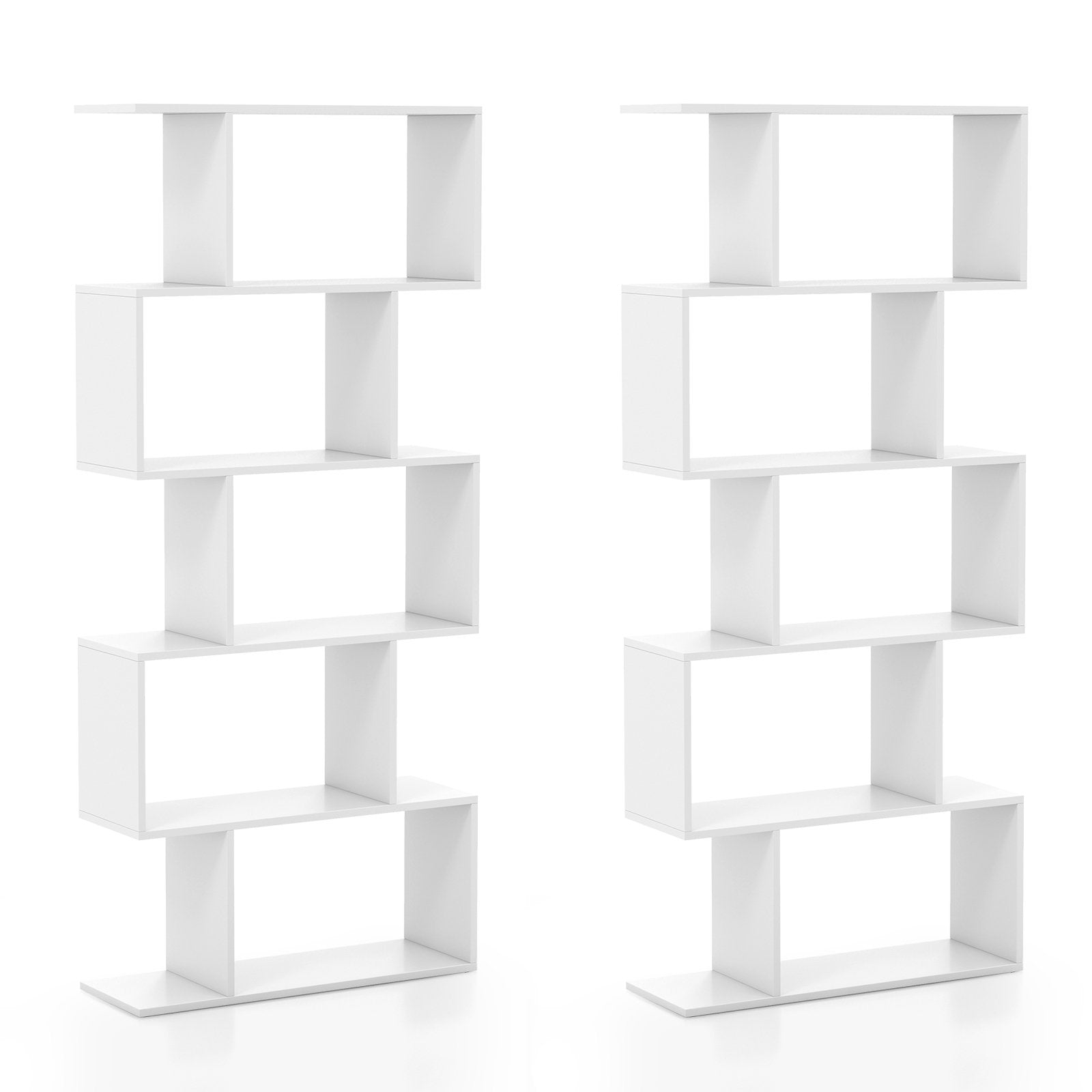 5-Tier Bookshelf with Anti-Toppling Device for Living Room Home Office, White Bookcases   at Gallery Canada