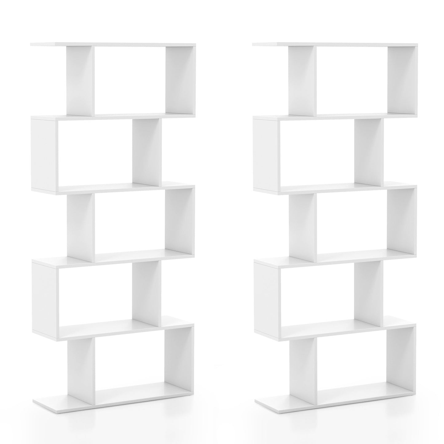 5-Tier Bookshelf with Anti-Toppling Device for Living Room Home Office, White Bookcases   at Gallery Canada