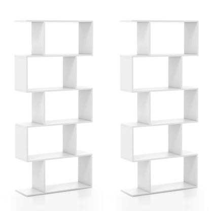 5-Tier Bookshelf with Anti-Toppling Device for Living Room Home Office, White Bookcases   at Gallery Canada