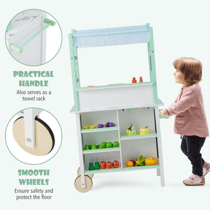 Double-sided Pretend Play Kitchen with Remote Control and LED Light Bars, Green Play Kitchen Sets   at Gallery Canada