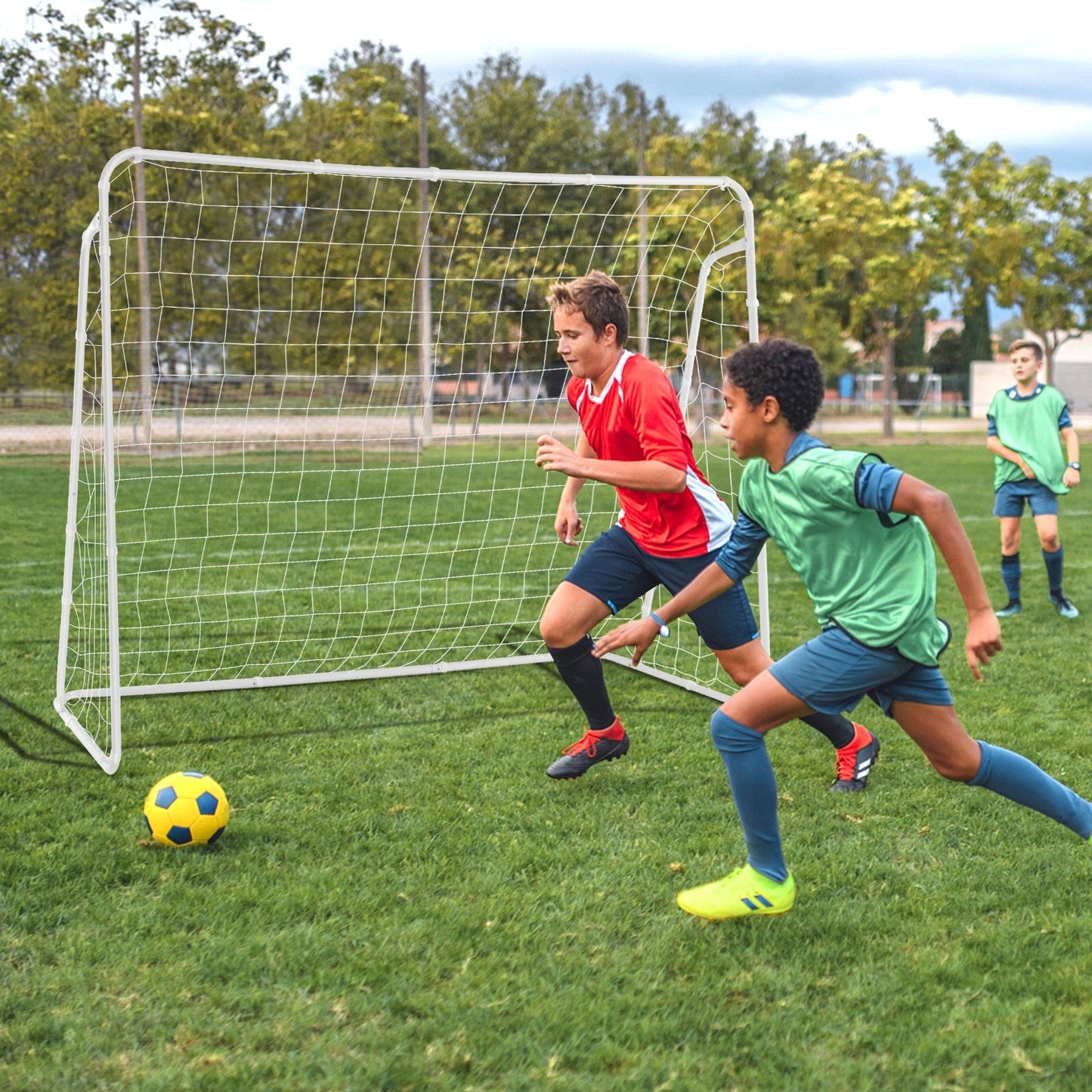 Soccer Goal for Backyard with Heavy Duty Frame and Ground Stakes, White Sport Equipments   at Gallery Canada