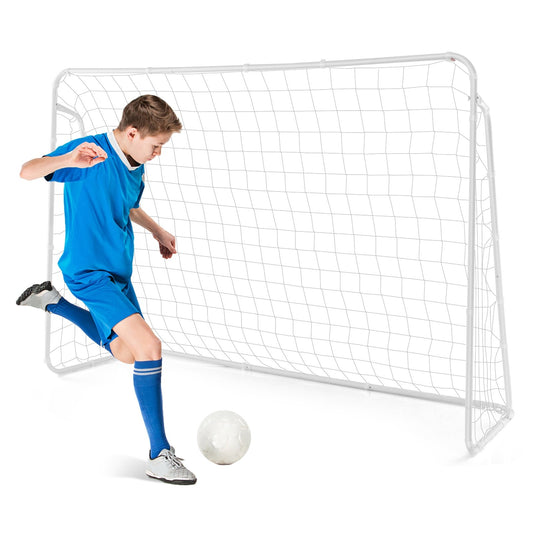 Soccer Goal for Backyard with Heavy Duty Frame and Ground Stakes, White - Gallery Canada
