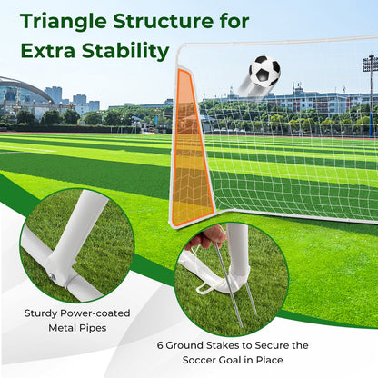 Soccer Goal for Backyard with Heavy Duty Frame and Ground Stakes, White Sport Equipments   at Gallery Canada