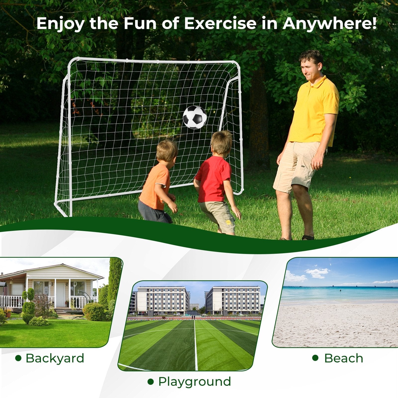 Soccer Goal for Backyard with Heavy Duty Frame and Ground Stakes, White Sport Equipments   at Gallery Canada