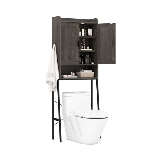 Over the Toilet Storage Cabinet Space Saver Organizer with Double Doors, Gray Bathroom Etagere   at Gallery Canada
