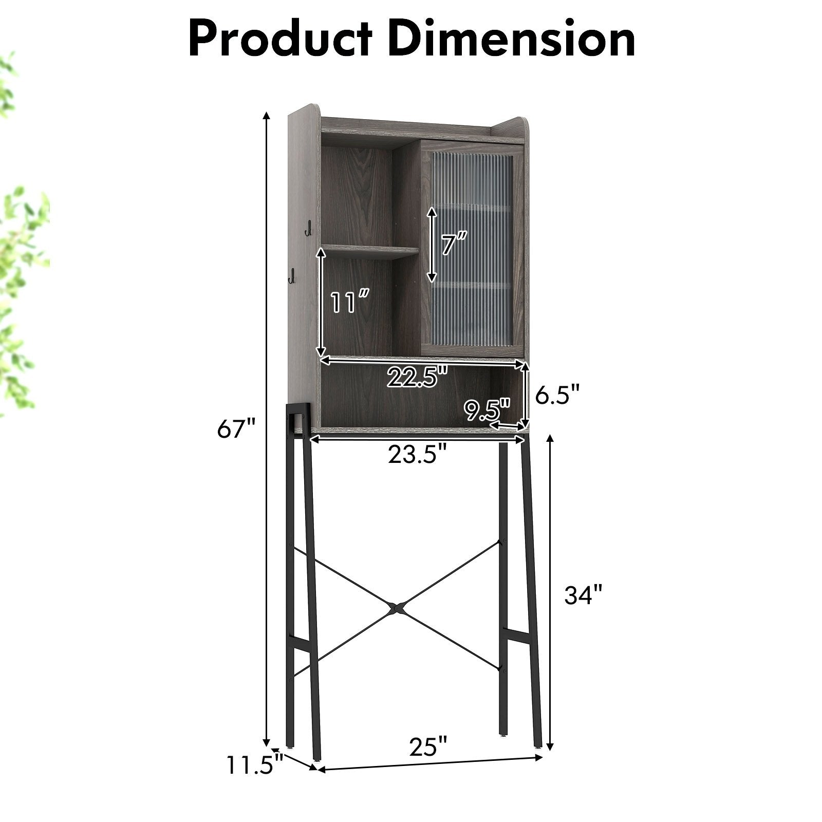 Over the Toilet Storage Cabinet with Sliding Acrylic Door and Adjustable Shelves, Gray Bathroom Etagere   at Gallery Canada