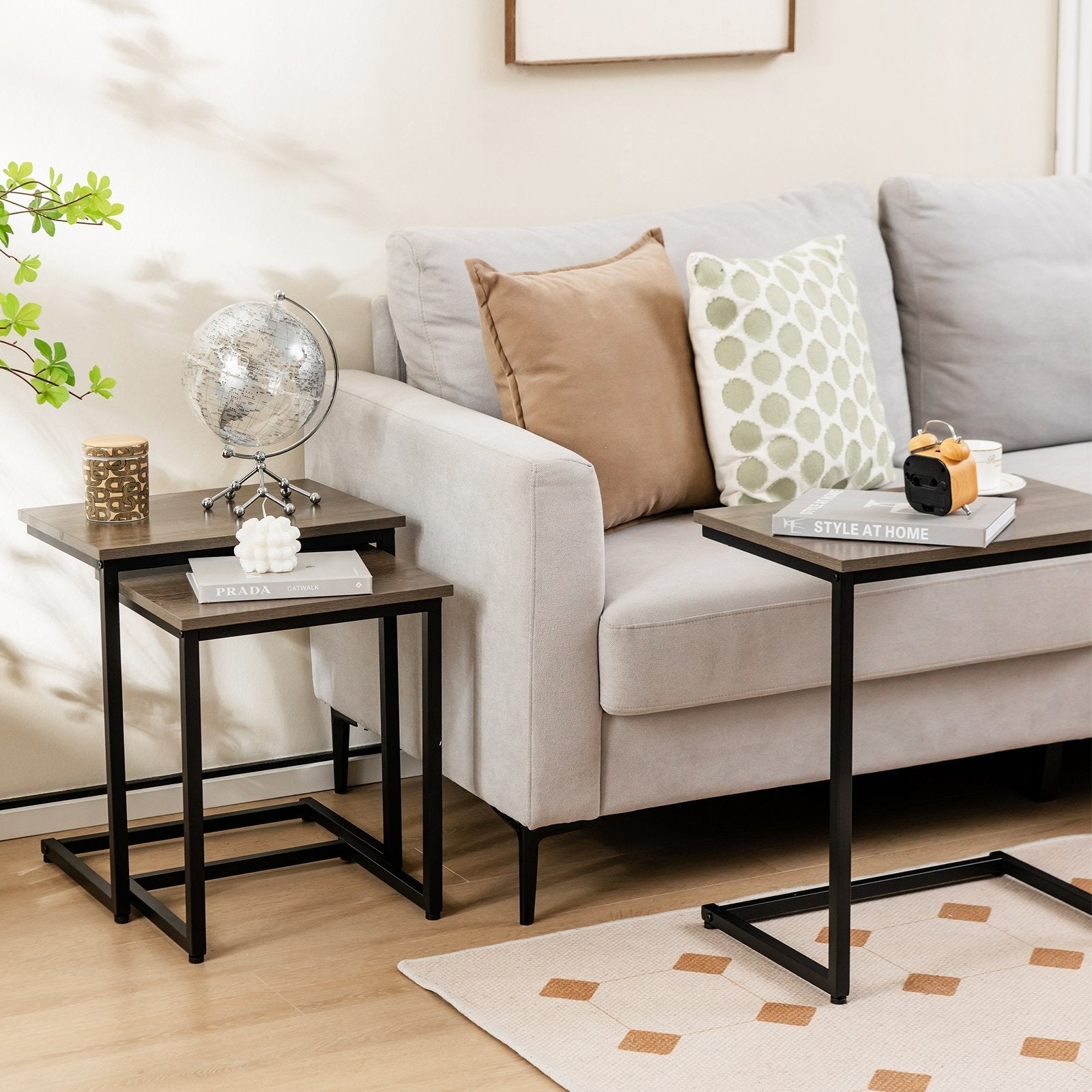 3 Pieces Multifunctional Coffee End Table Set, Oak End & Side Tables   at Gallery Canada