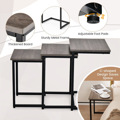 3 Pieces Multifunctional Coffee End Table Set, Oak End & Side Tables   at Gallery Canada