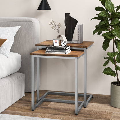 3 Pieces Multifunctional Coffee End Table Set, Rustic Brown End & Side Tables   at Gallery Canada