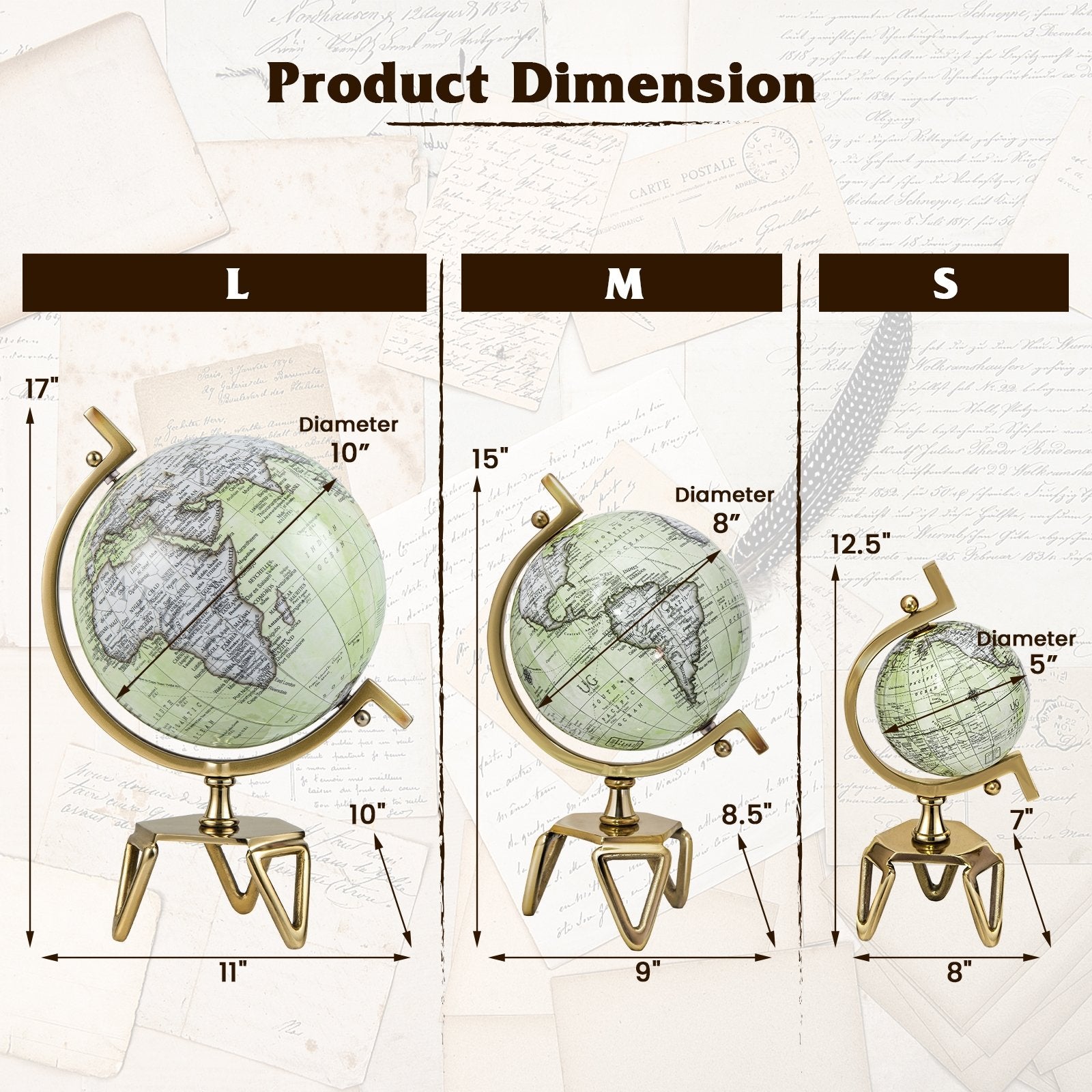 Educational Geographic 5/8/10 Inch World Globe with Triangle Metal Stand-5 inches Learning Toys   at Gallery Canada