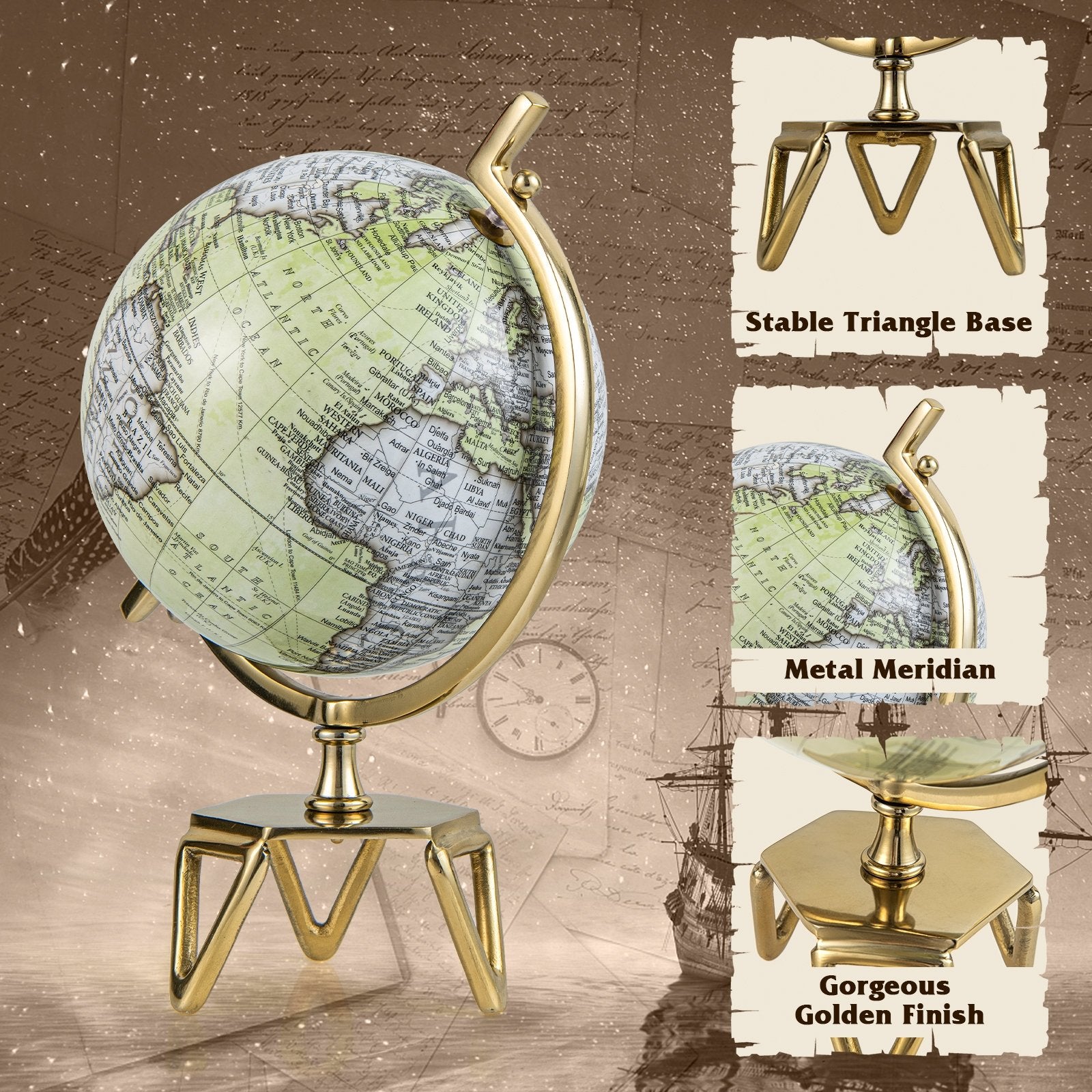 Educational Geographic 5/8/10 Inch World Globe with Triangle Metal Stand-10 inches Learning Toys   at Gallery Canada