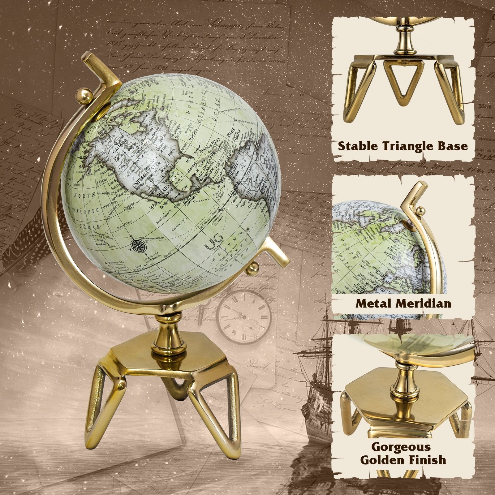 Educational Geographic 5/8/10 Inch World Globe with Triangle Metal Stand-8 inches Learning Toys   at Gallery Canada