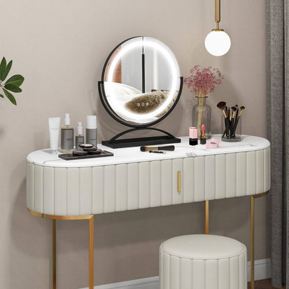 16 Inch Round Makeup Vanity Mirror with 3 Color Dimmable LED Lighting, Black Mirrors   at Gallery Canada