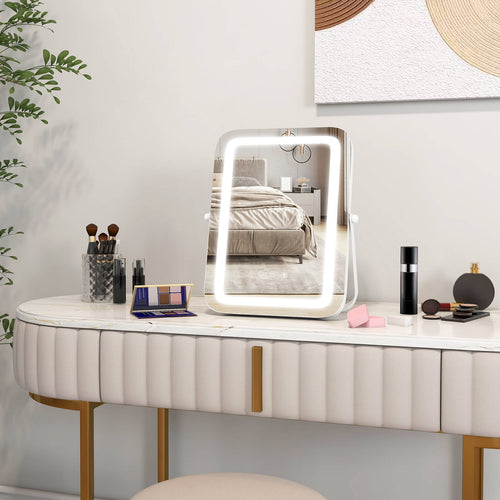 16 x 12 Inch Rectangular Vanity Makeup Mirror with 3 Color Dimmable Lighting, White