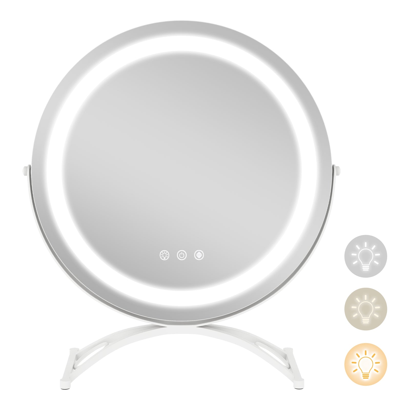 16 x 16 Inch Round LED Vanity Mirror with 3-Color Lighting and Brightness Dimming, White Makeup Vanities at Gallery Canada