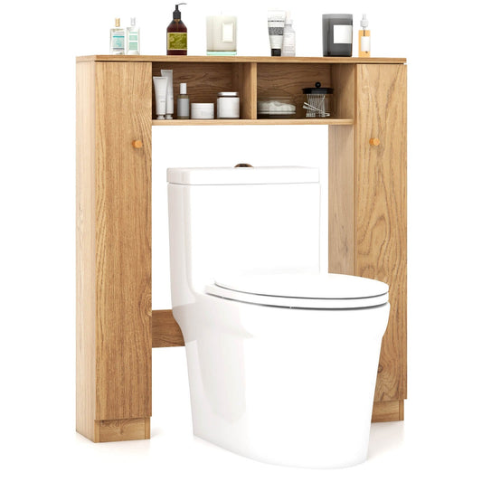 Over The Toilet Storage Cabinet with 2 Open Compartments and 4 Adjustable Shelves, Natural Bathroom Etagere   at Gallery Canada