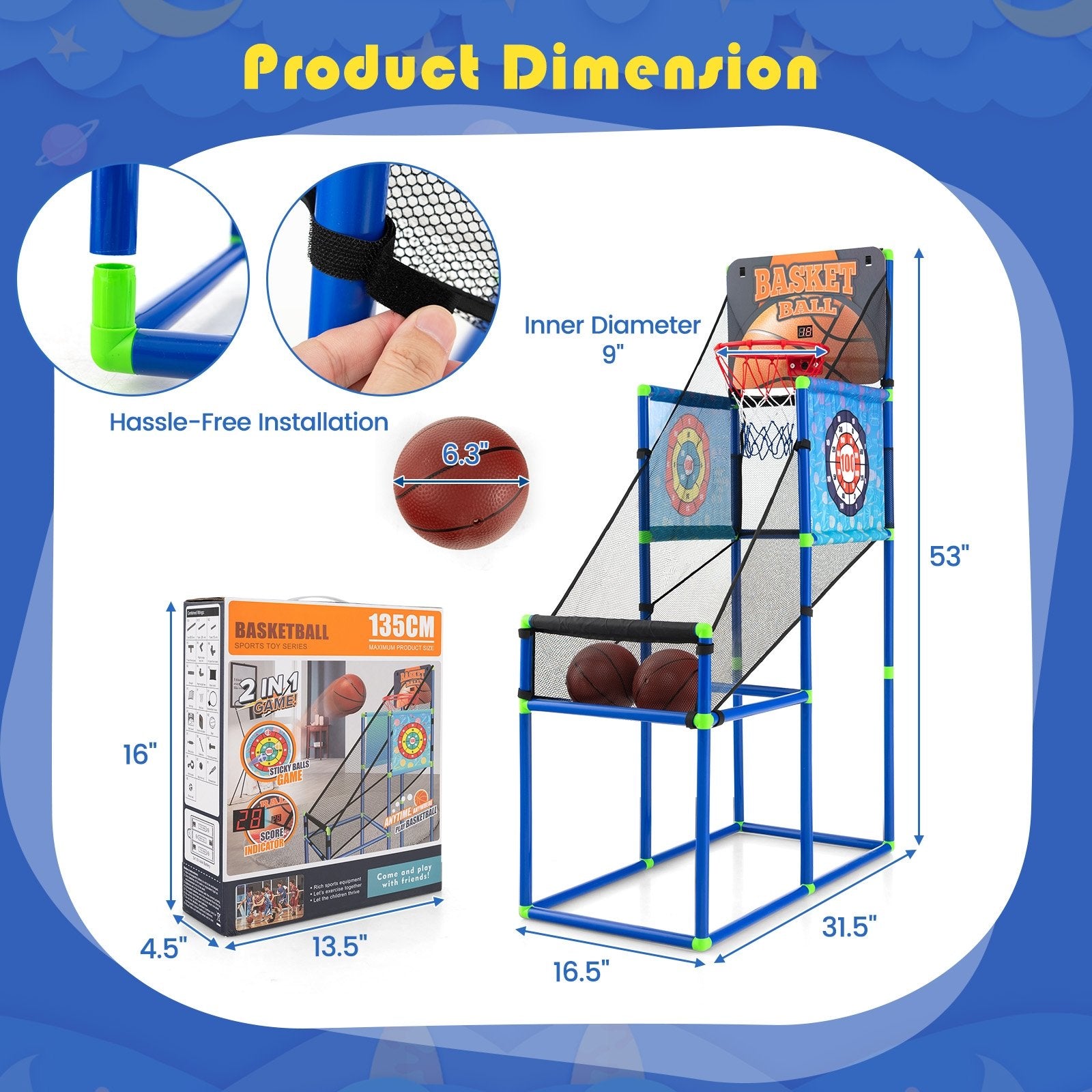 Kids Basketball Arcade Game with Electronic Scoreboard and Sound Effect Game Room   at Gallery Canada