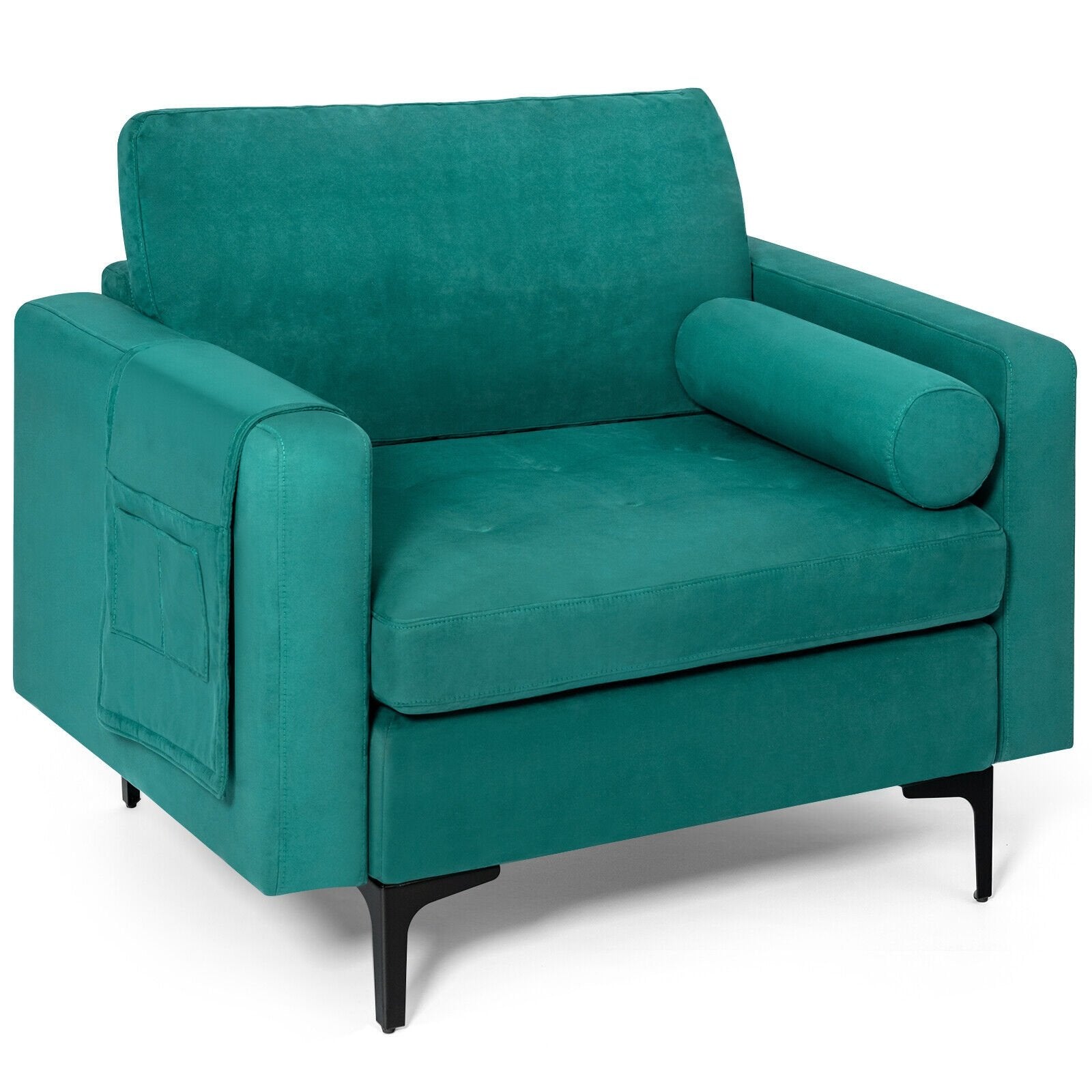 Modular 1/2/3/4-Seat L-Shaped Sectional Sofa Couch with Socket USB Port-1-Seat, Turquoise Accent Chairs   at Gallery Canada