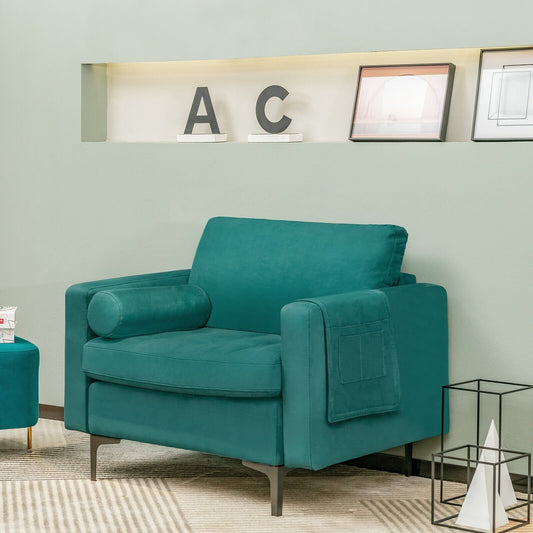 Modular 1/2/3/4-Seat L-Shaped Sectional Sofa Couch with Socket USB Port-1-Seat, Turquoise Accent Chairs   at Gallery Canada