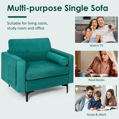 Modular 1/2/3/4-Seat L-Shaped Sectional Sofa Couch with Socket USB Port-1-Seat, Turquoise Accent Chairs   at Gallery Canada