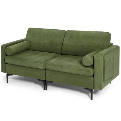 Modular 2-seat/3-Seat/4-Seat L-shaped Sectional Sofa Couch with Reversible Chaise and Socket USB Ports-2-Seat, Army Green Sofas & Loveseats   at Gallery Canada