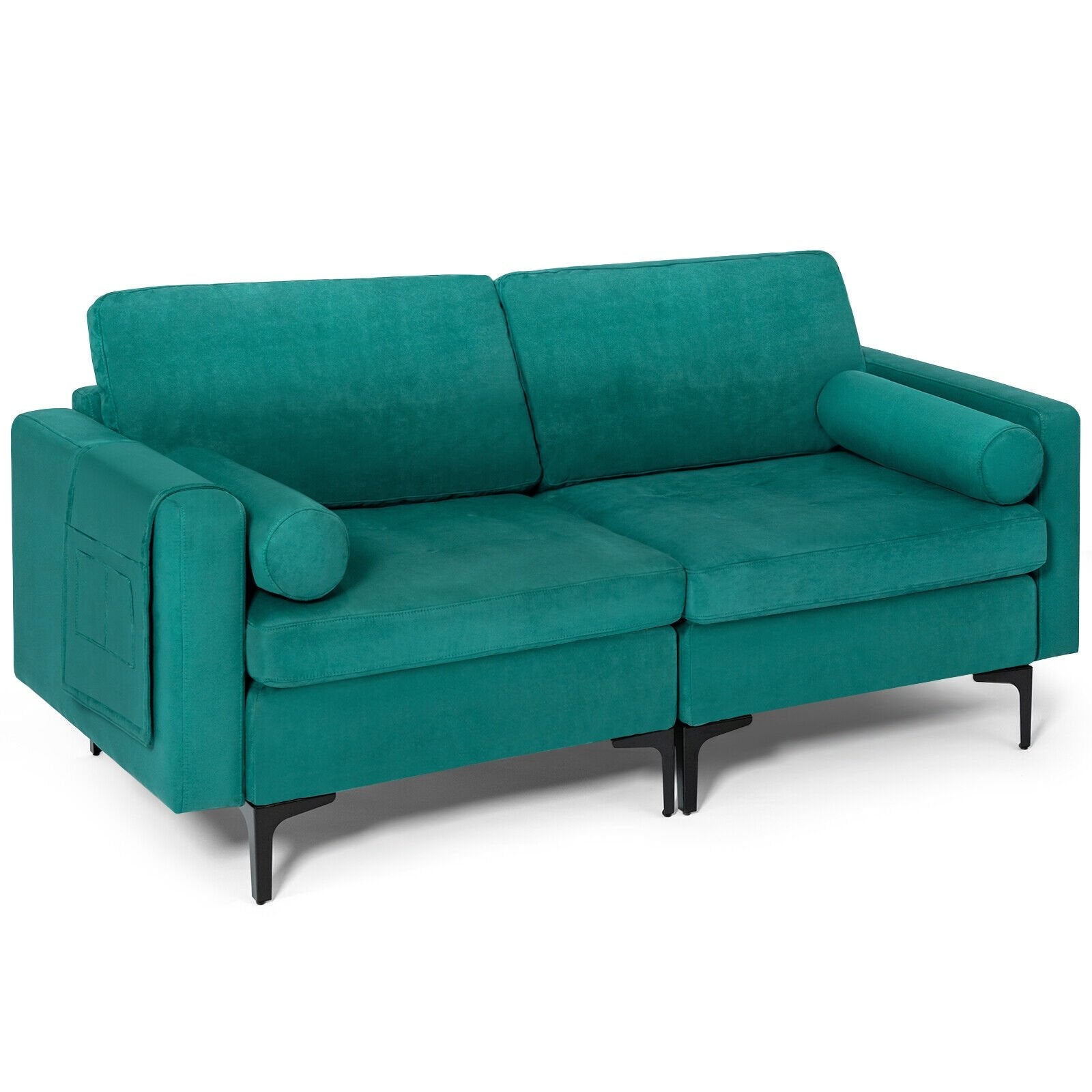 Modular 1/2/3/4-Seat L-Shaped Sectional Sofa Couch with Socket USB Port-2-Seat, Turquoise Sofas & Loveseats   at Gallery Canada