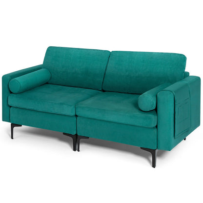 Modular 1/2/3/4-Seat L-Shaped Sectional Sofa Couch with Socket USB Port-2-Seat, Turquoise Sofas & Loveseats   at Gallery Canada