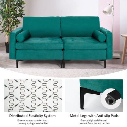 Modular 1/2/3/4-Seat L-Shaped Sectional Sofa Couch with Socket USB Port-2-Seat, Turquoise Sofas & Loveseats   at Gallery Canada