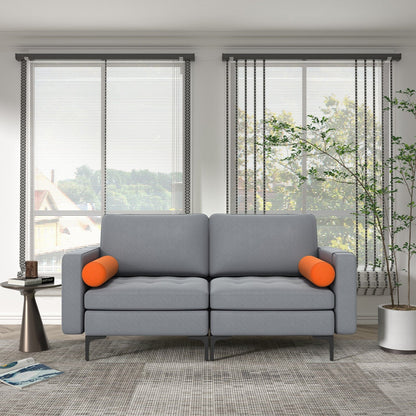 Modern Loveseat Sofa with 2 Bolsters and Side Storage Pocket, Gray Sofas & Loveseats   at Gallery Canada