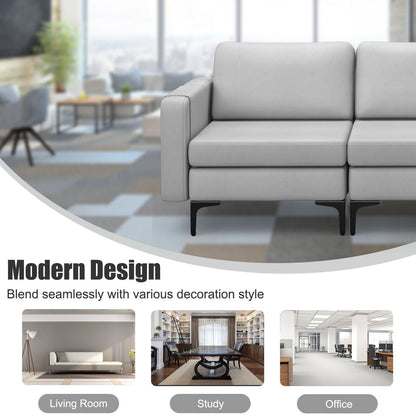 3-Seat Sectional Sofa Couch with Armrest Magazine Pocket and Metal Leg, Light Gray Sofas & Loveseats   at Gallery Canada