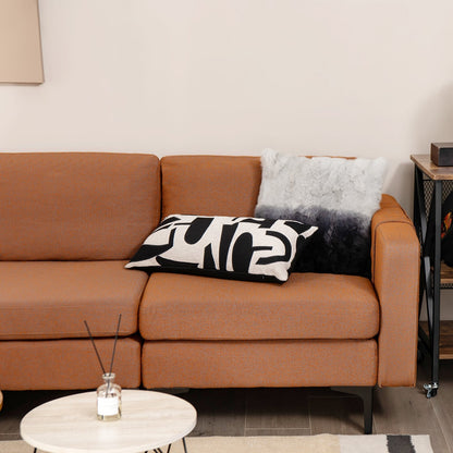 3-Seat Sectional Sofa Couch with Armrest Magazine Pocket and Metal Leg, Orange Sofas & Loveseats   at Gallery Canada