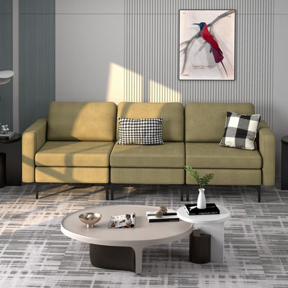 3-Seat Sectional Sofa Couch with Armrest Magazine Pocket and Metal Leg, Green Sofas & Loveseats   at Gallery Canada