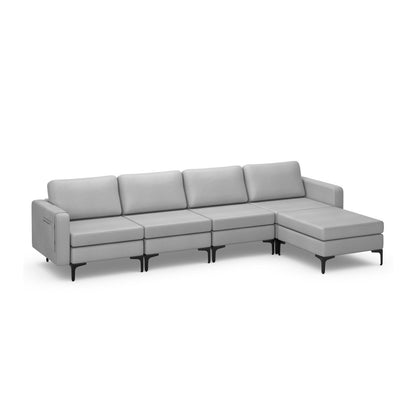 Modular L-shaped Sectional Sofa with Reversible Ottoman and 2 USB Ports, Light Gray Sofas & Loveseats   at Gallery Canada