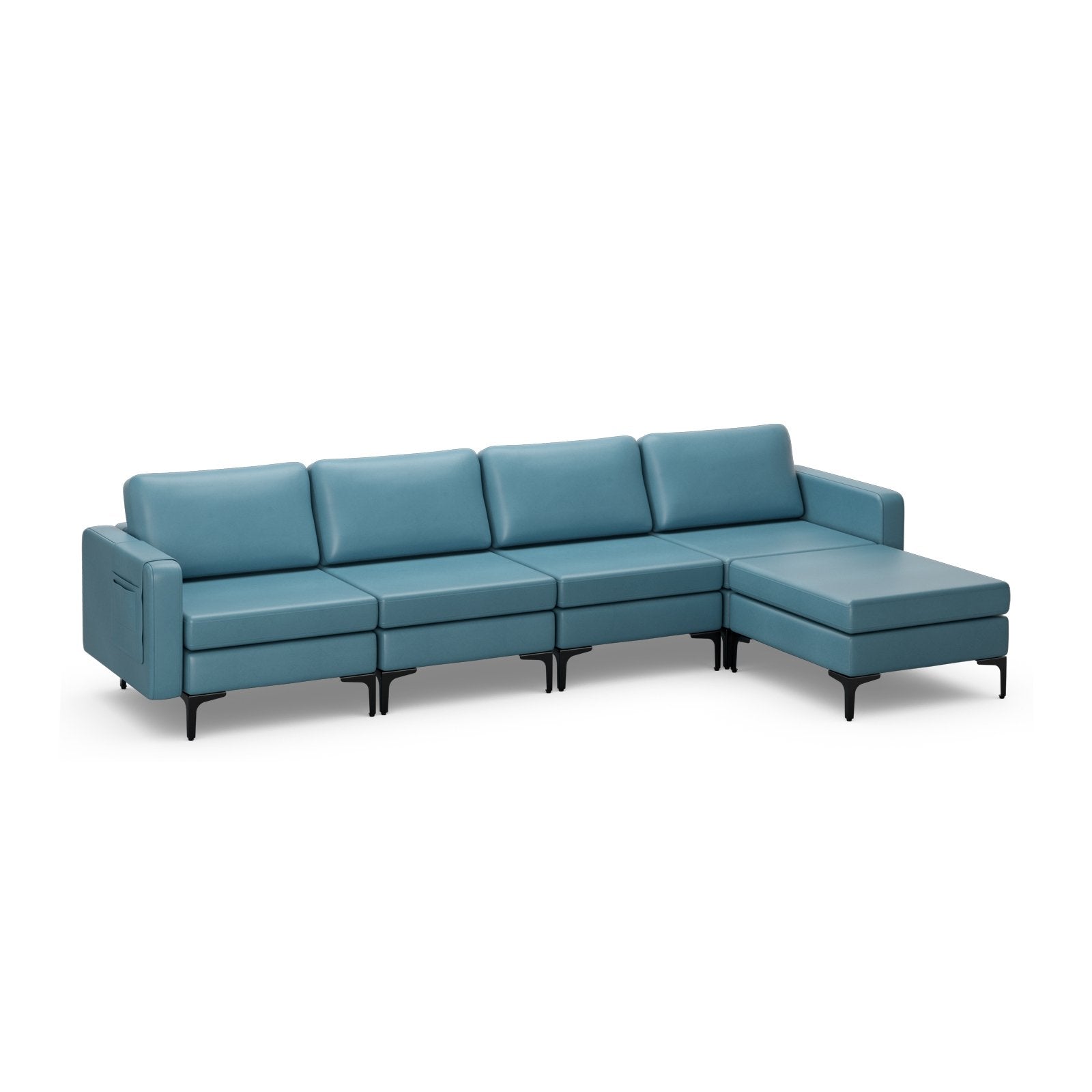 Modular L-shaped Sectional Sofa with Reversible Ottoman and 2 USB Ports, Blue Sofas & Loveseats   at Gallery Canada