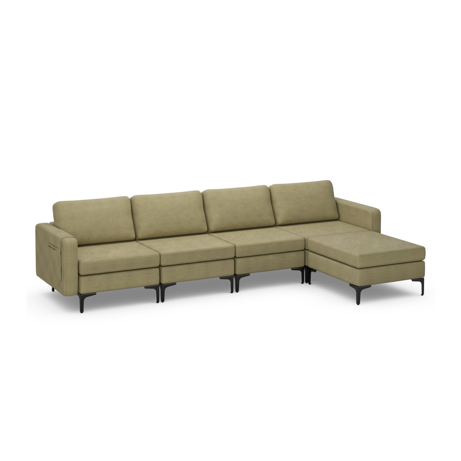 Modular L-shaped Sectional Sofa with Reversible Ottoman and 2 USB Ports, Green Sofas & Loveseats   at Gallery Canada