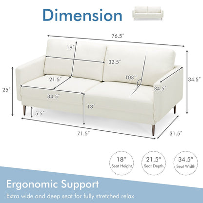 Modern Loveseat with Comfy Backrest Cushions, White Sofas & Loveseats   at Gallery Canada