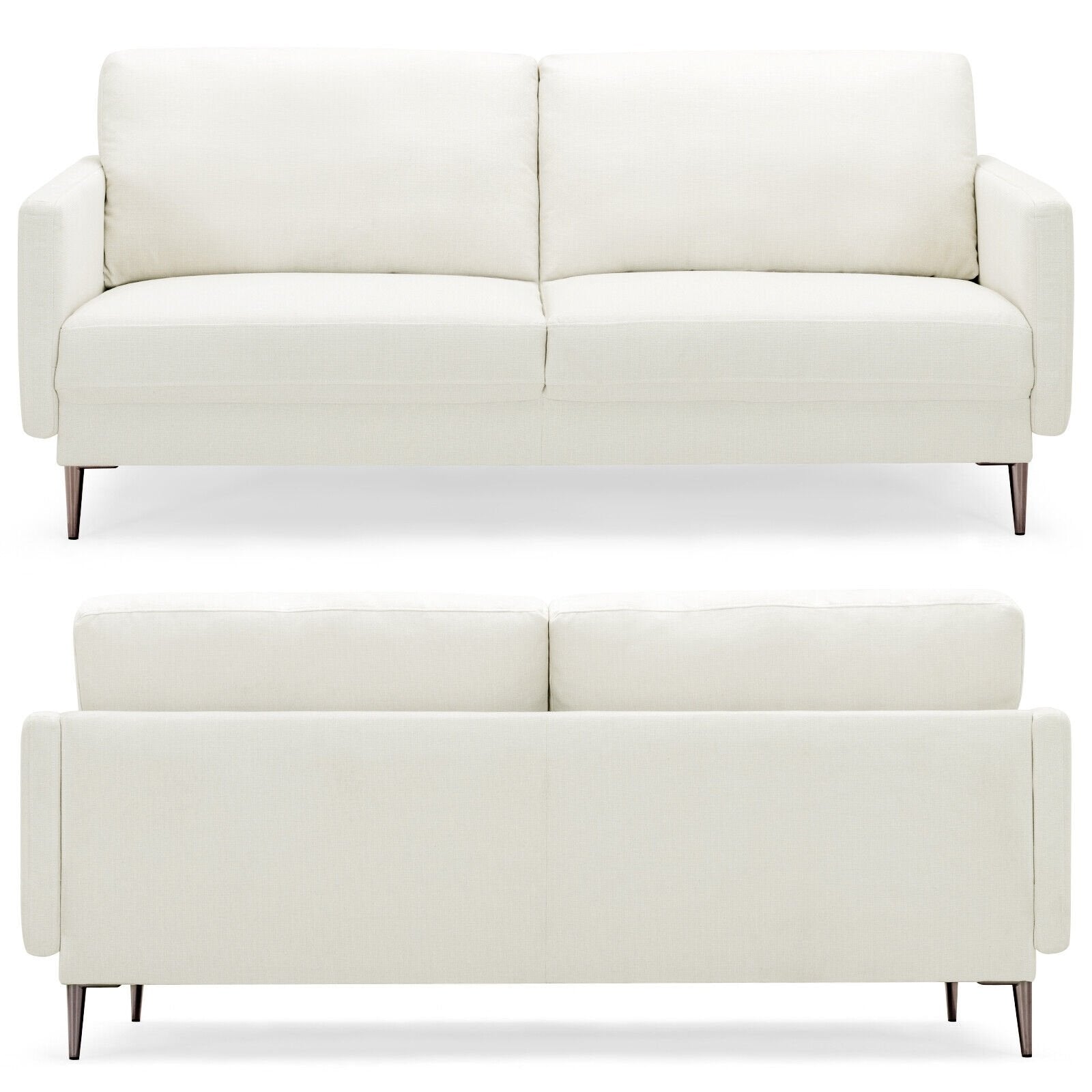 Modern Loveseat with Comfy Backrest Cushions, White Sofas & Loveseats   at Gallery Canada