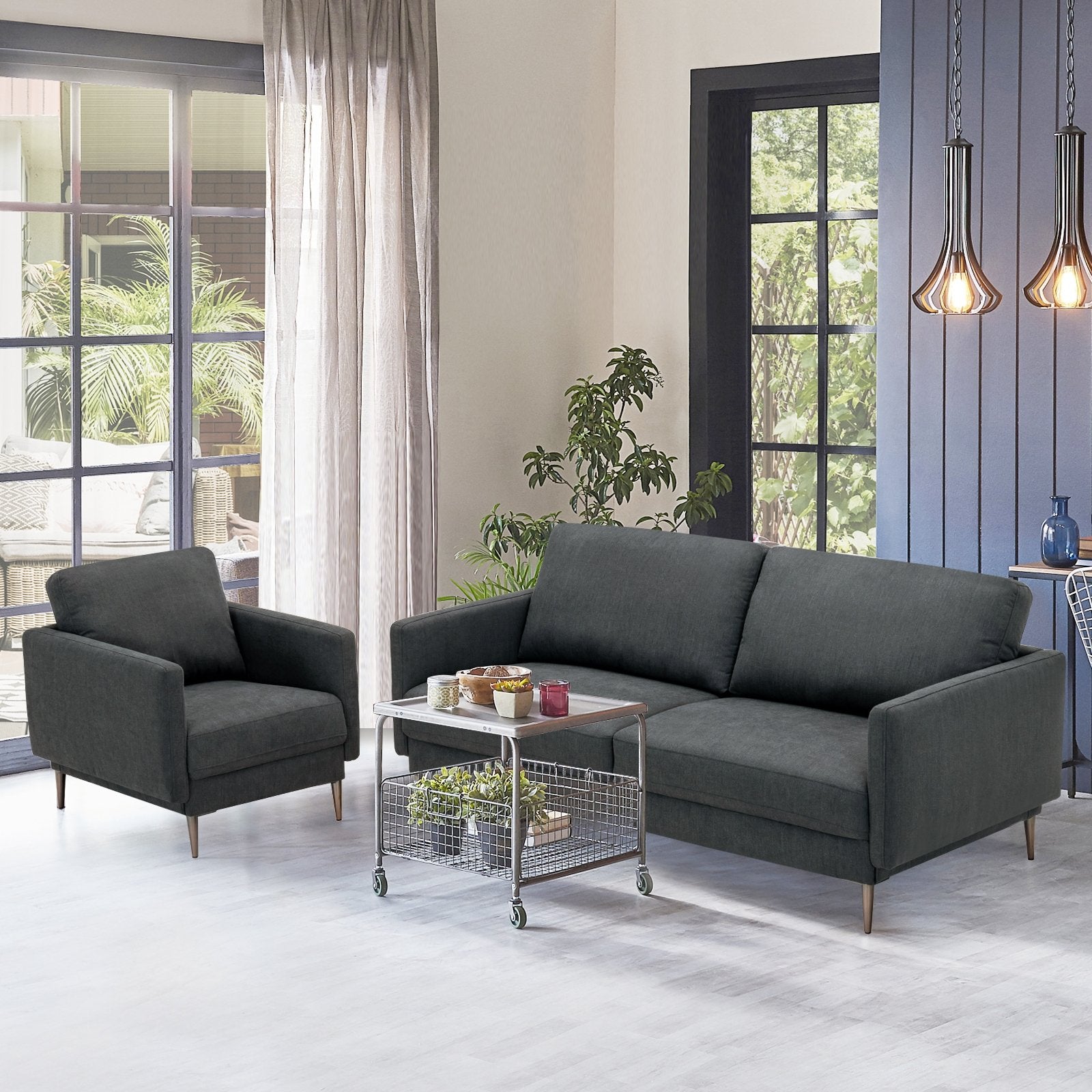 Modern Loveseat with Comfy Backrest Cushions, Gray Sofas & Loveseats   at Gallery Canada