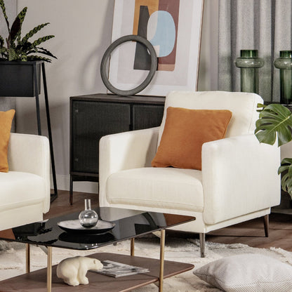 Modern Upholstered Accent Chair with Removable Backrest Cushion, White Sofas & Loveseats   at Gallery Canada