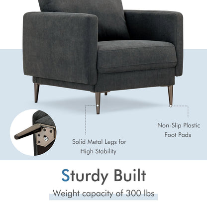 Modern Upholstered Accent Chair with Removable Backrest Cushion, Gray Sofas & Loveseats   at Gallery Canada