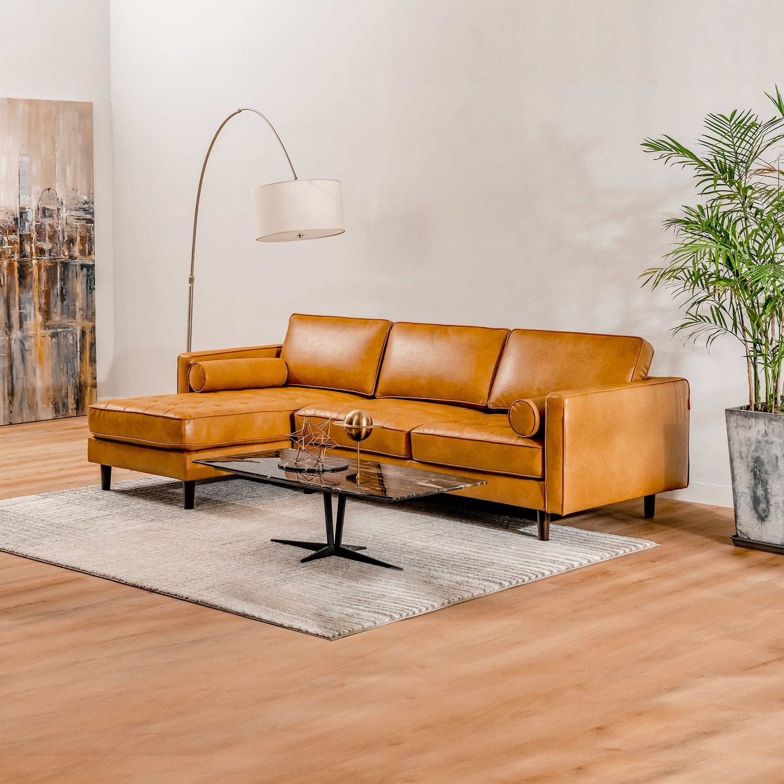 3-Seat L-Shaped Sectional Sofa Couch for Living Room, Orange Sofas & Loveseats   at Gallery Canada