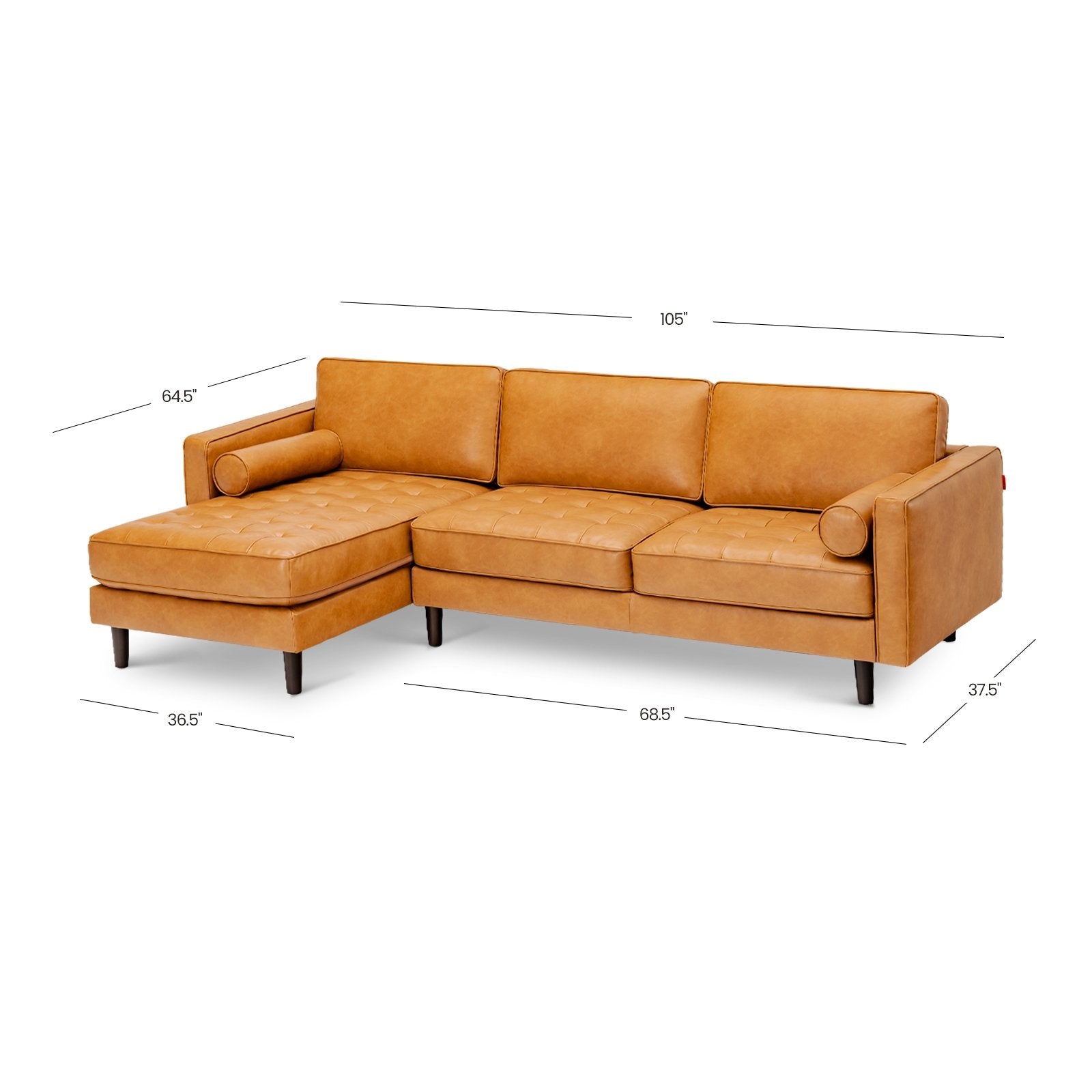 3-Seat L-Shaped Sectional Sofa Couch for Living Room, Orange Sofas & Loveseats   at Gallery Canada