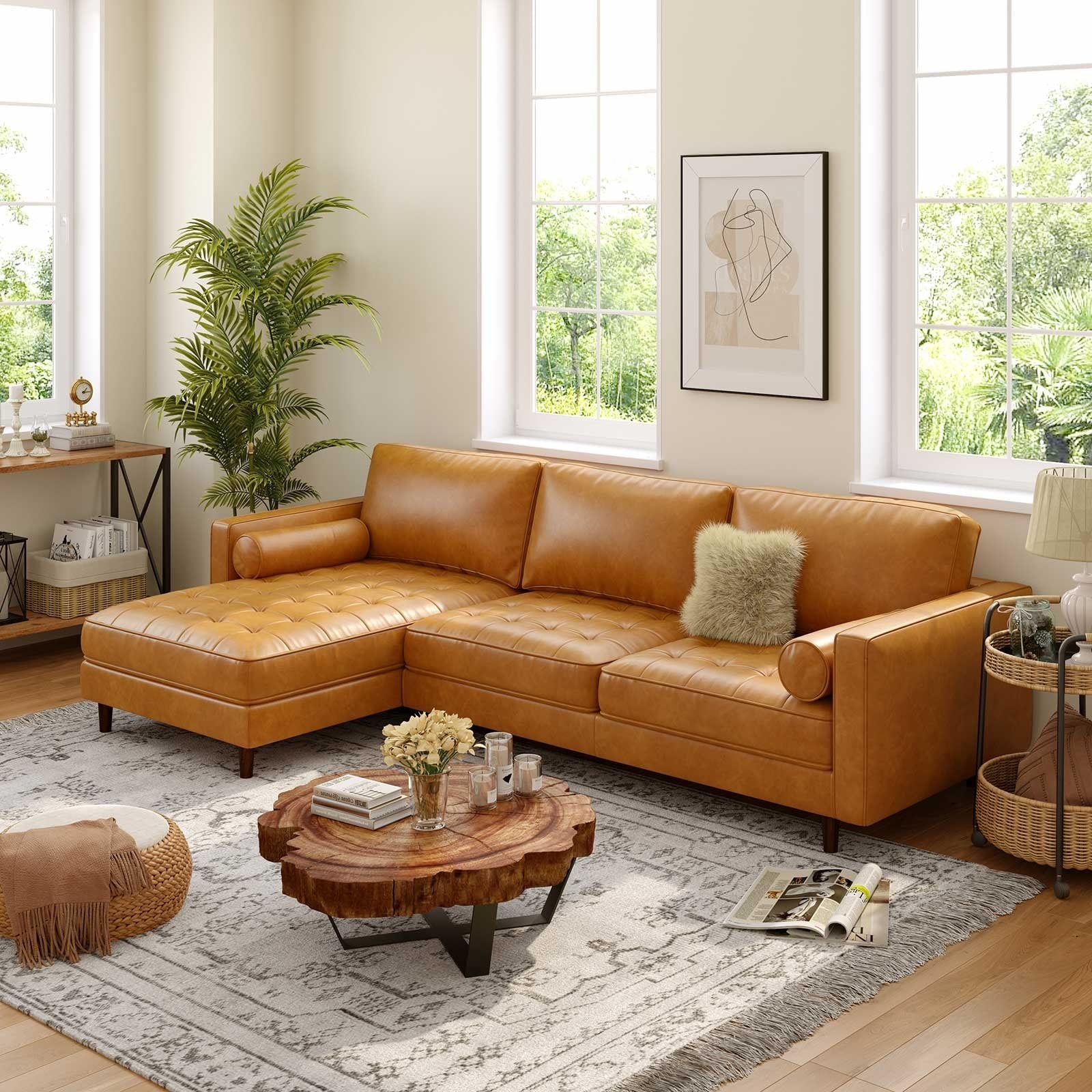 3-Seat L-Shaped Sectional Sofa Couch for Living Room, Orange Sofas & Loveseats   at Gallery Canada