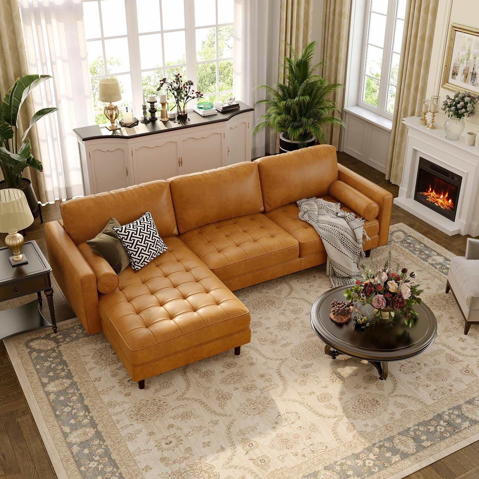 3-Seat L-Shaped Sectional Sofa Couch for Living Room, Orange Sofas & Loveseats   at Gallery Canada