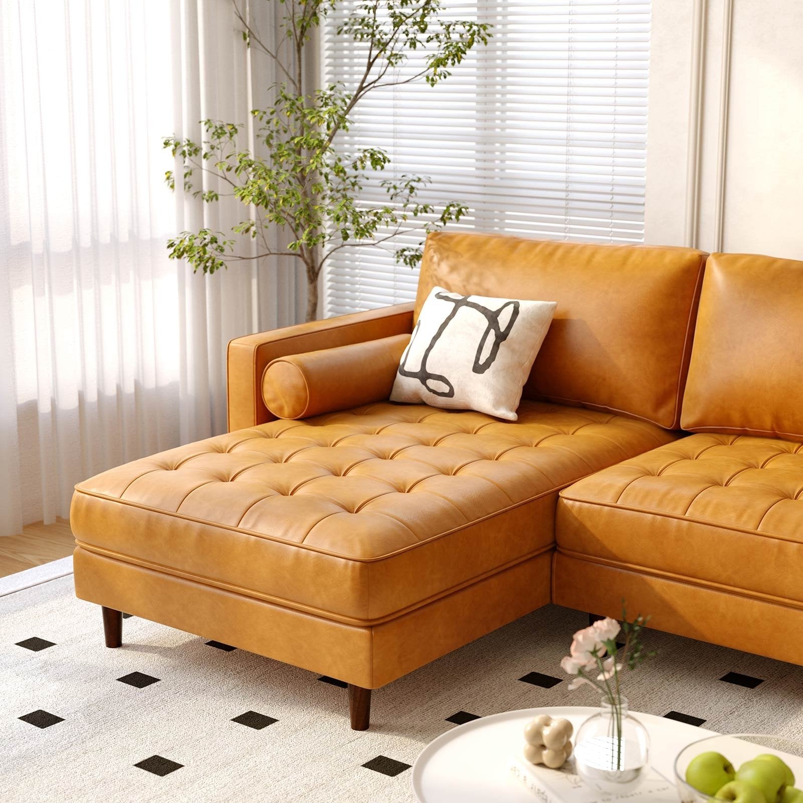 3-Seat L-Shaped Sectional Sofa Couch for Living Room, Orange Sofas & Loveseats   at Gallery Canada