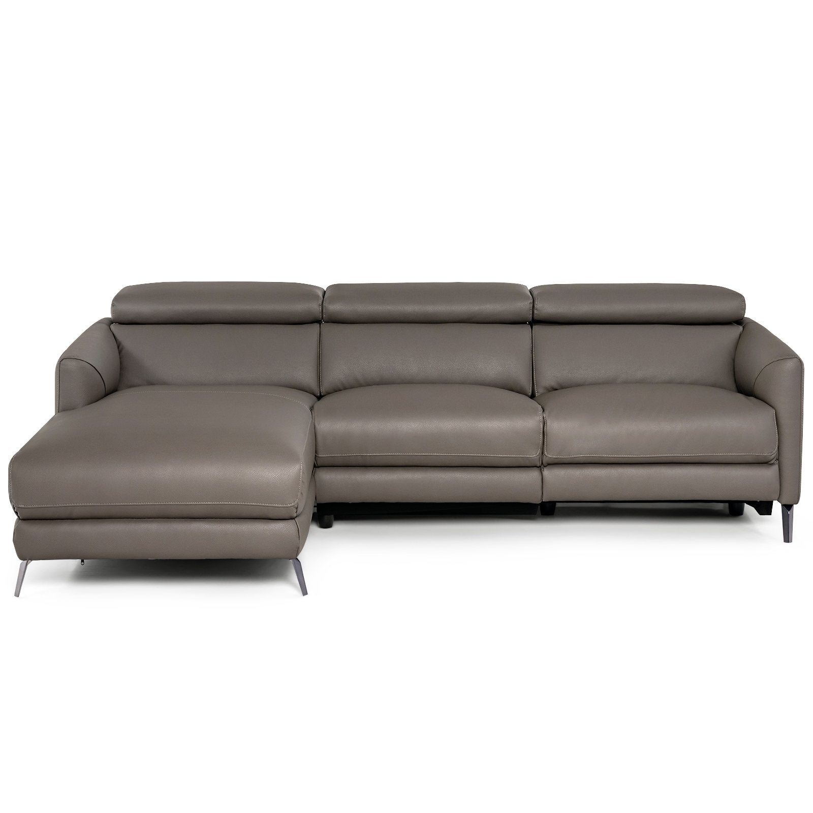 Leather Air Power Reclining Sectional Sofa with Adjustable Headrests, Gray Sofas & Loveseats   at Gallery Canada