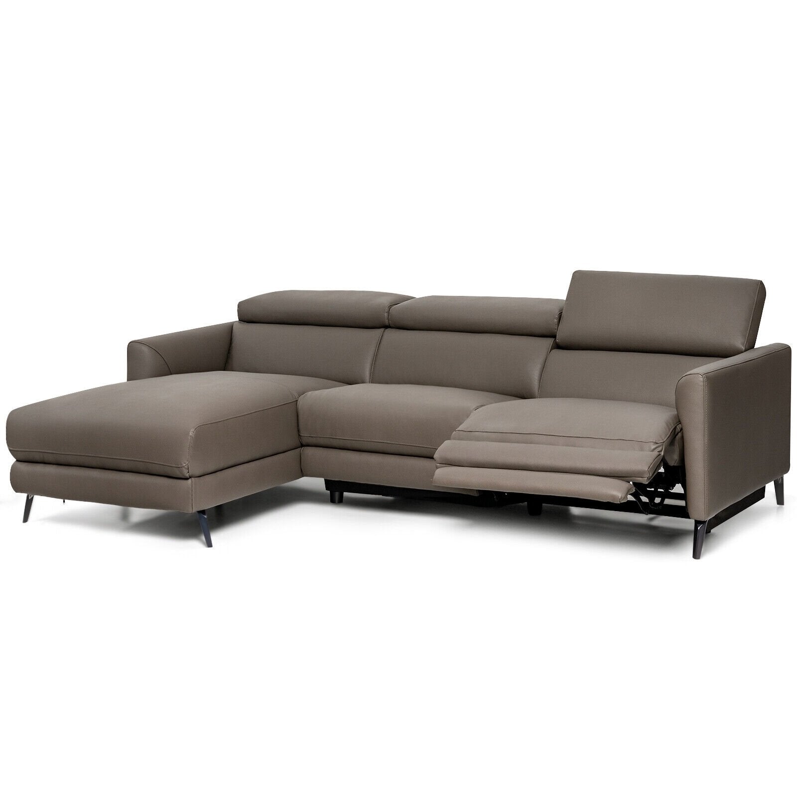 Leather Air Power Reclining Sectional Sofa with Adjustable Headrests, Gray Sofas & Loveseats   at Gallery Canada