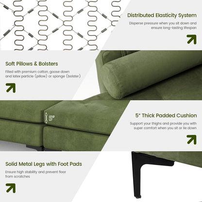 Modular 2-seat/3-Seat/4-Seat L-shaped Sectional Sofa Couch with Reversible Chaise and Socket USB Ports-4-Seat L-shaped, Army Green Sofas & Loveseats   at Gallery Canada